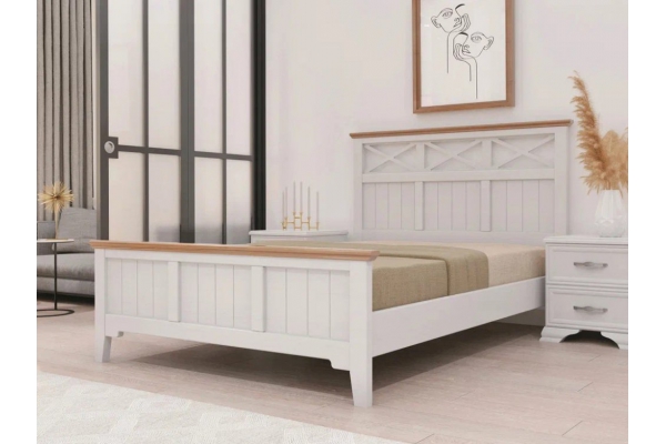 Кровать Грация-5 1600 Белый античный с карнизом Сосна