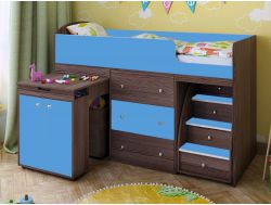 Кровать-чердак Малыш 1600 бодего-голубой