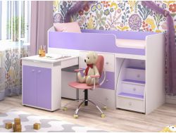 Кровать-чердак Малыш 1800 Белый-Ирис