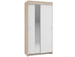Шкаф-купе Бассо двухдверный дуб сонома-белый 1 зеркальная вставка
