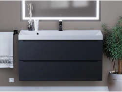 Тумба с раковиной Uperwood Tanos матовая черная 100 см