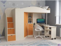 Кровать-чердак Юниор-4 дуб-оранж